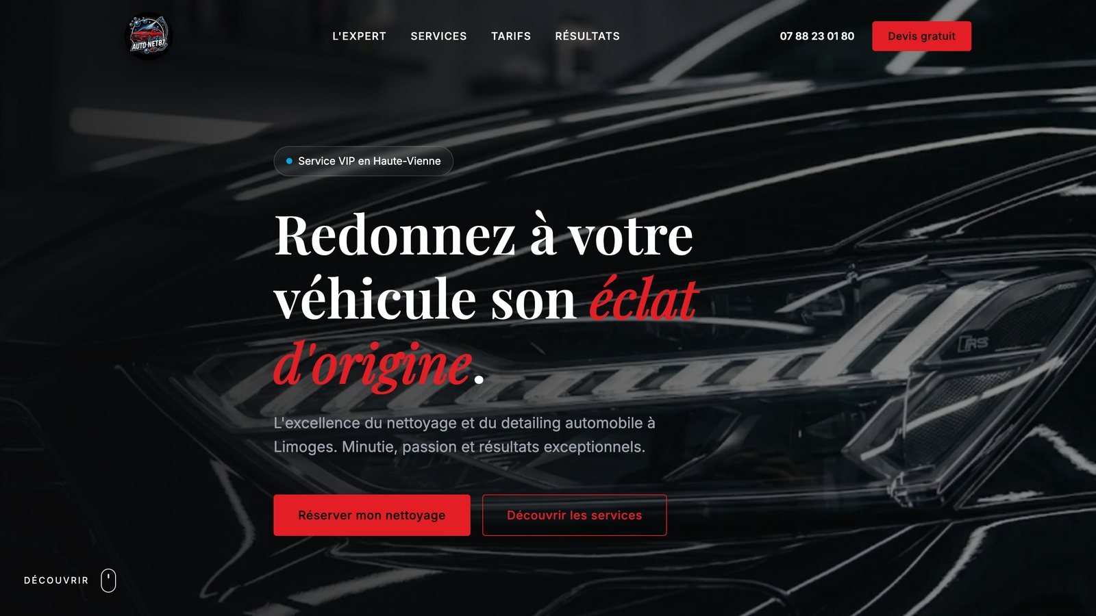 Exemple de site créé par Nivlak Studio pour un artisan