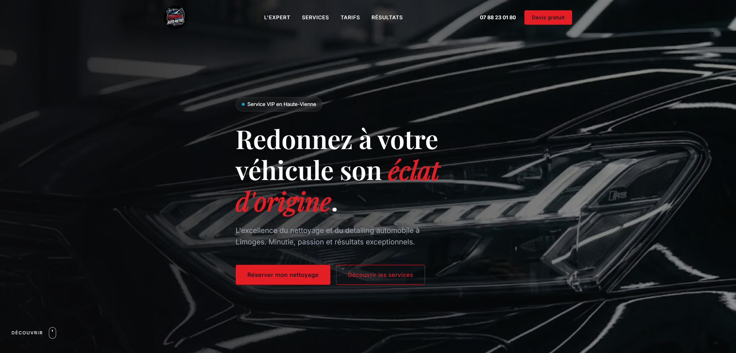 Auto-Net 87 - Création de site web nettoyage auto
