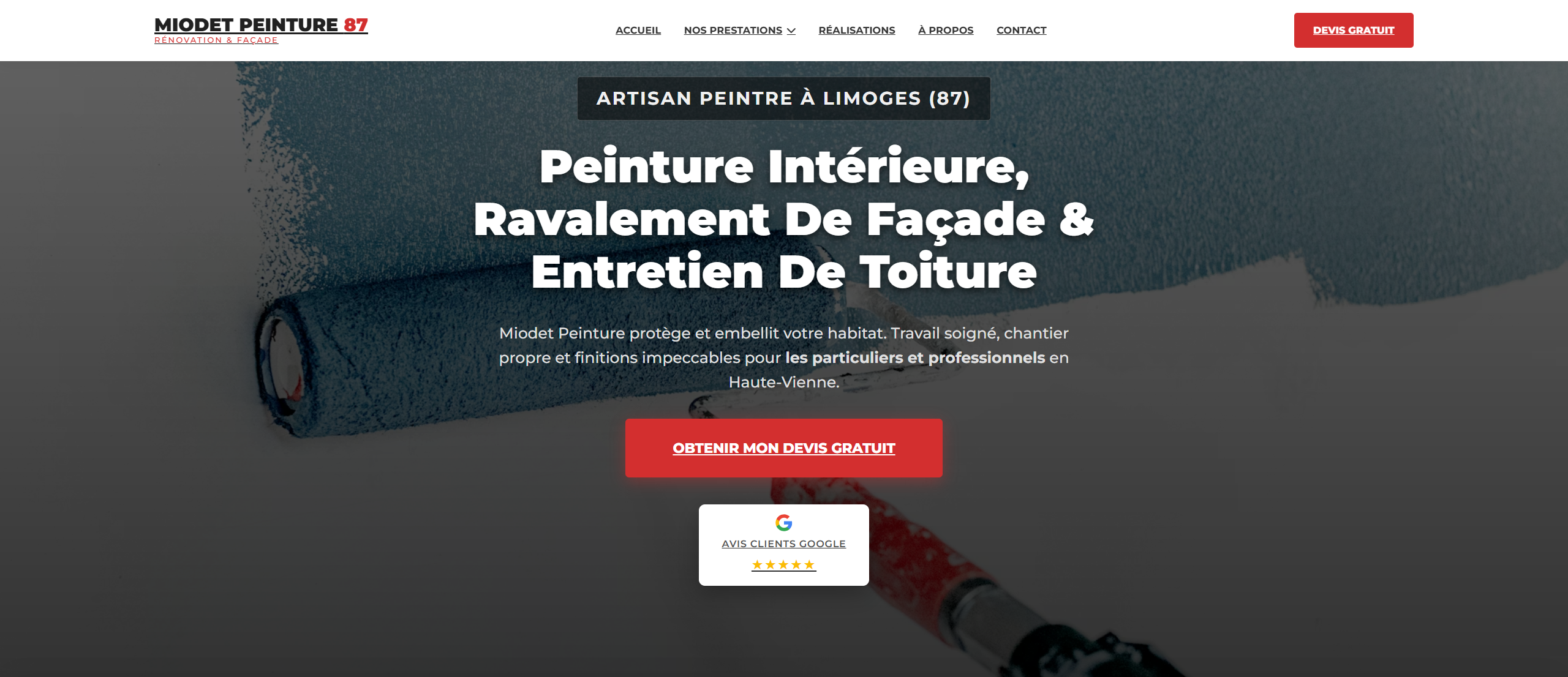 Miodet Peinture 87 - Création de site web